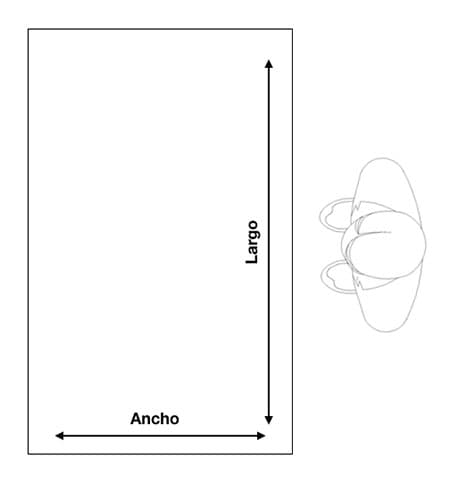 Medida de largo y ancho en mueble